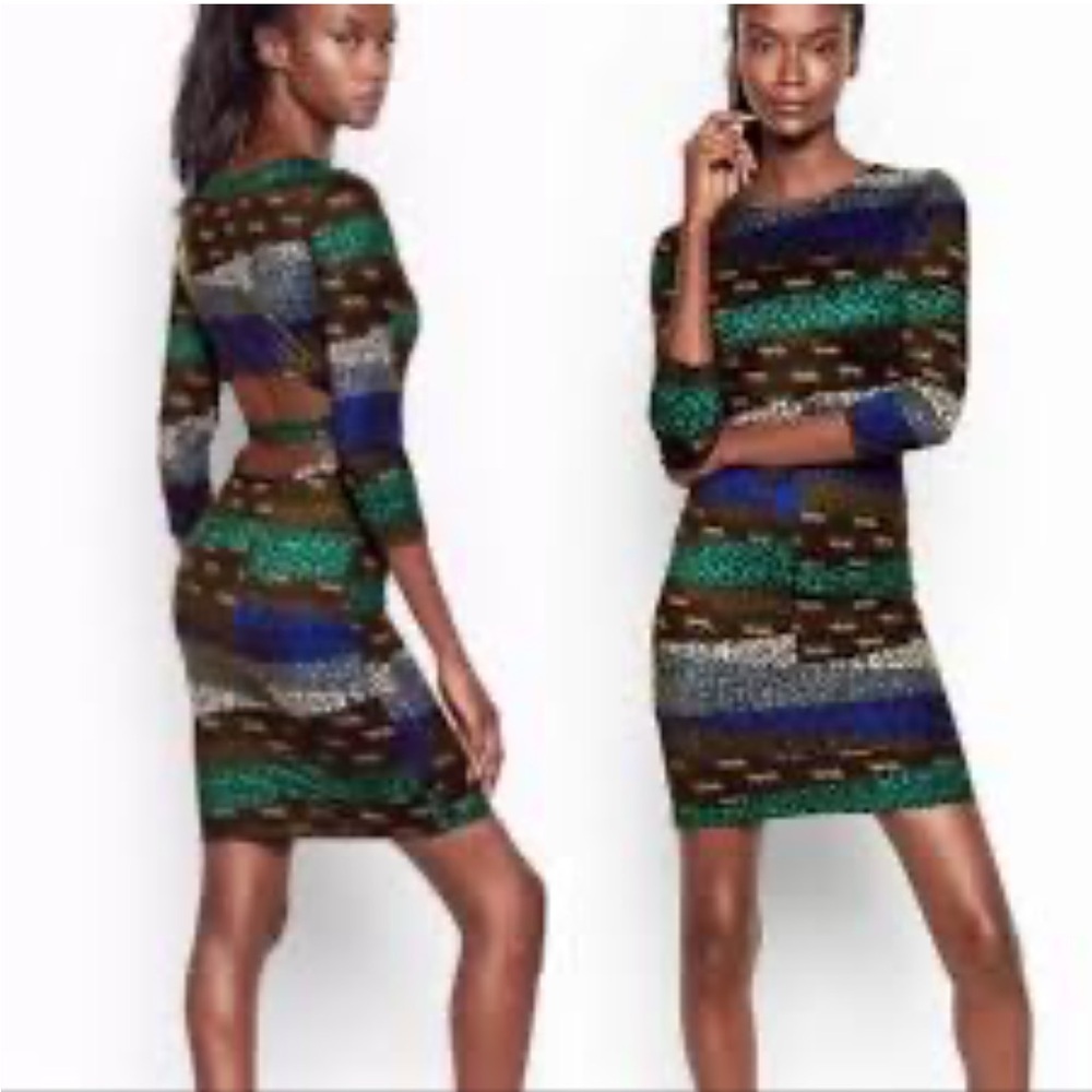 VS Sport‎ Animal Leopards Bold & Sexy bodycon mini dress stripe print open back
